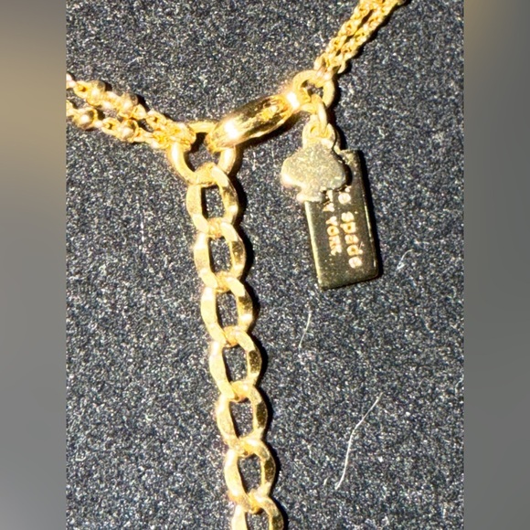 Kate Spade gold plated double necklace with flower and gem nwot - Picture 2 of 3